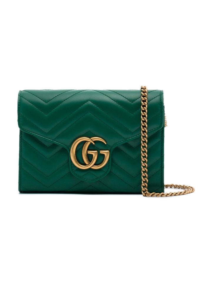 Gucci Small Green Gg Marmont Matelassé Shoulder Bag