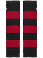 6397 Striped Fingerless Gloves - Red