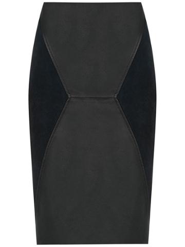 Clé Leather Pencil Skirt - Blue