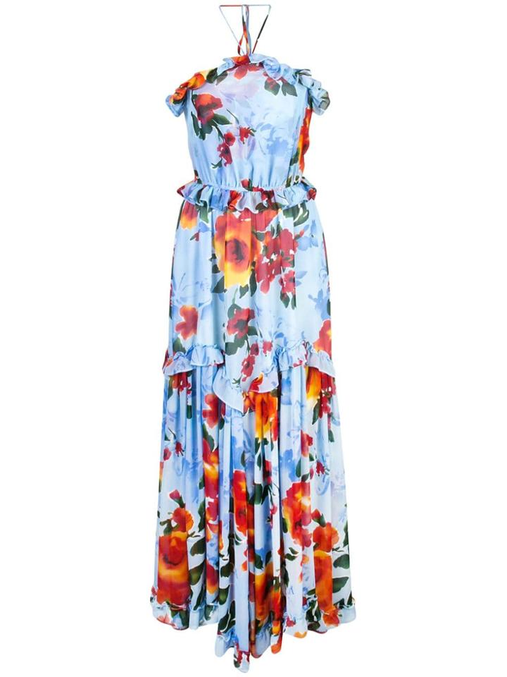 Misa Los Angeles Floral Ruffle Dress - Blue