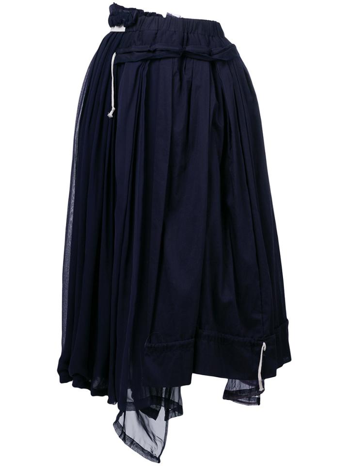 Comme Des Garçons Vintage Layered Gathered Midi Skirt - Blue