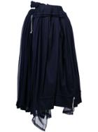 Comme Des Garçons Vintage Layered Gathered Midi Skirt - Blue