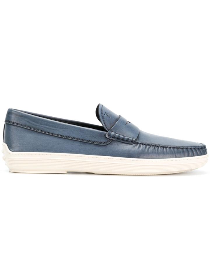 Tod's Distressed Penny Loafers - Blue