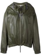 Marni Drawstring Neck Jacket, Women's, Size: 40, Green, Leather/silk