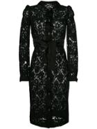 Dolce & Gabbana Vintage Semi-sheer Lace Buttoned Dress - Black