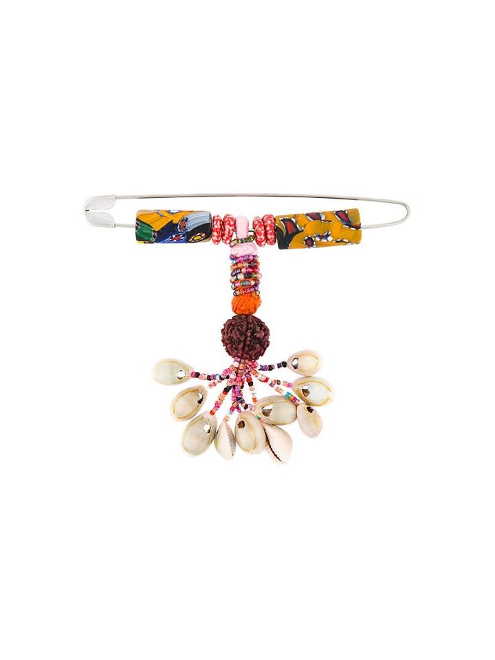 Ermanno Gallamini Beaded Brooch, Women's, Metallic
