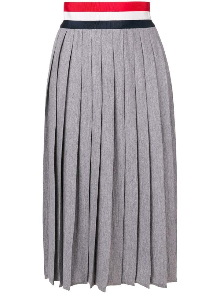 Thom Browne Rwb Grosgrain Waistband Wool Skirt - Grey