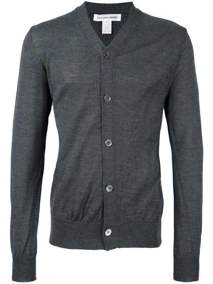 Comme Des Garçons Shirt V-neck Cardigan, Men's, Size: Large, Grey, Wool