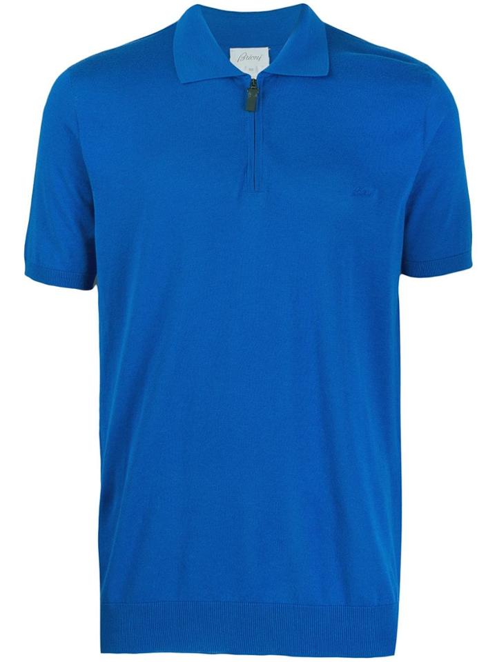 Brioni Zipped Polo Shirt - Blue