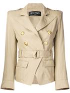 Balmain Belted Double-breasted Jacket - Neutrals