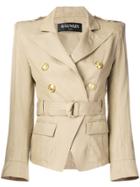 Balmain Belted Double-breasted Jacket - Neutrals