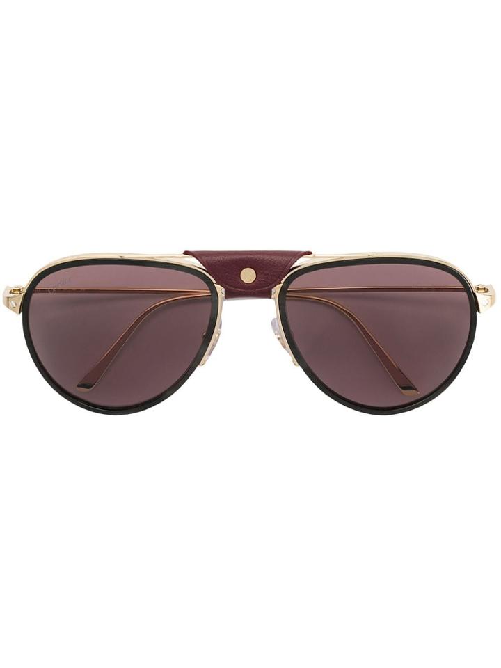 Cartier Santos Aviator Style Sunglasses - Gold