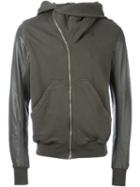 Rick Owens Drkshdw Leather Sleeve Asymmetric Zip Hoodie