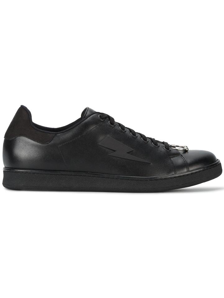 Neil Barrett Black Pierced Punk Sneakers