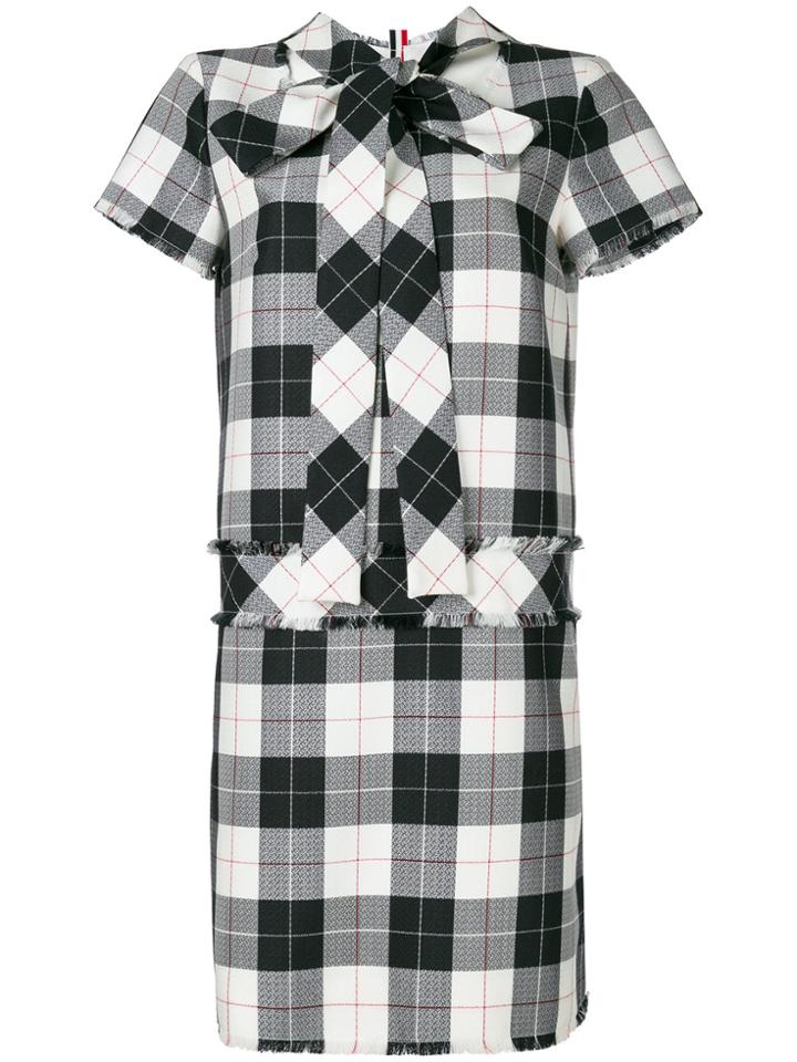 Thom Browne Short Sleeve Shift Dreshort Sleeve With Back Tie & Fray In