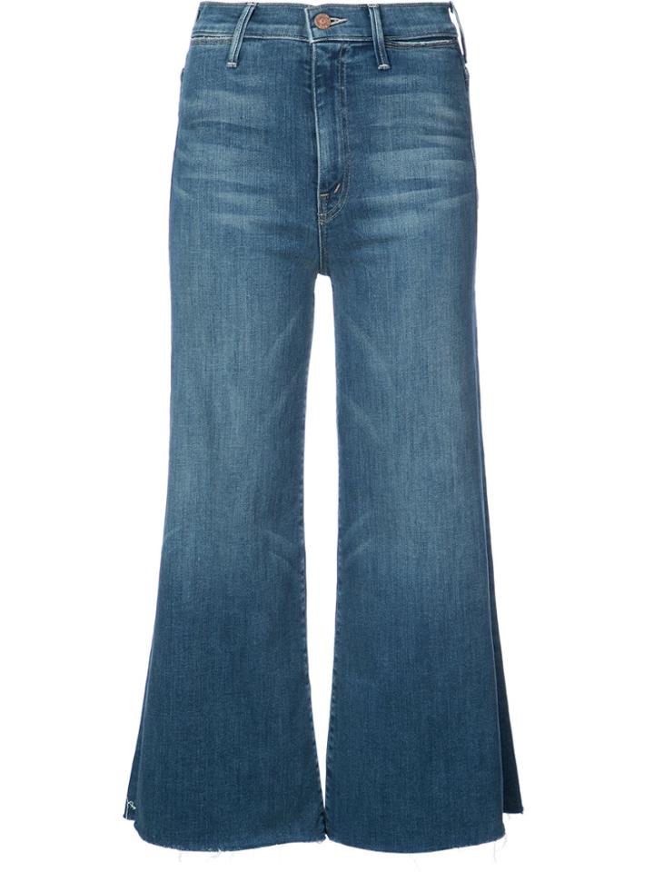 Mother Wide Leg Cropped Trousers - Blue
