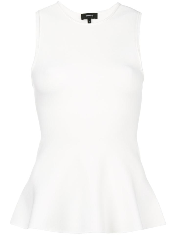 Theory Flared Fitted Vest - White