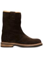Moncler Shearling Lined Boots, Men's, Size: 45, Brown, Suede/rubber