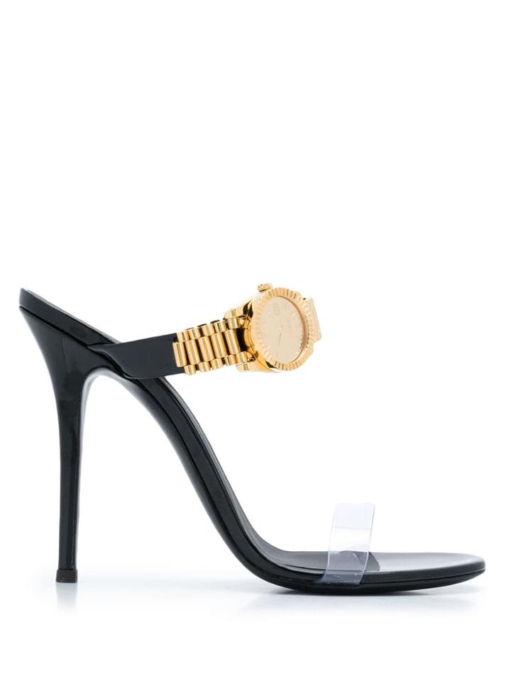 Giuseppe Zanotti Open Toe Appliqué Sandals - Black