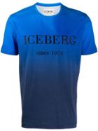 Iceberg Logo Embroidered Ombré T-shirt - Blue