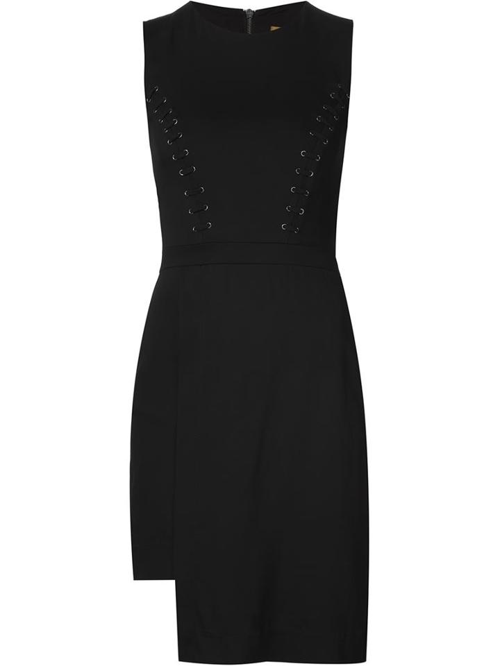 Nicole Miller Lace-up Detail Mini Dress, Women's, Size: 10, Black, Polyester/rayon/spandex/elastane