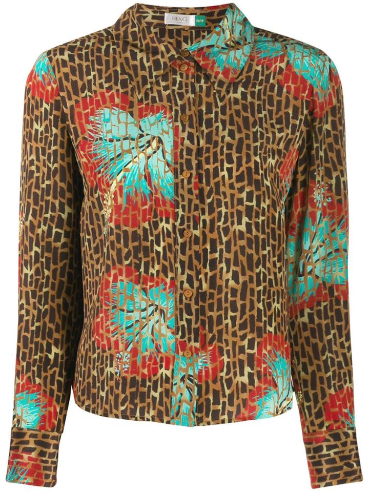 Rixo Jamie Giraffe Print Shirt - Brown