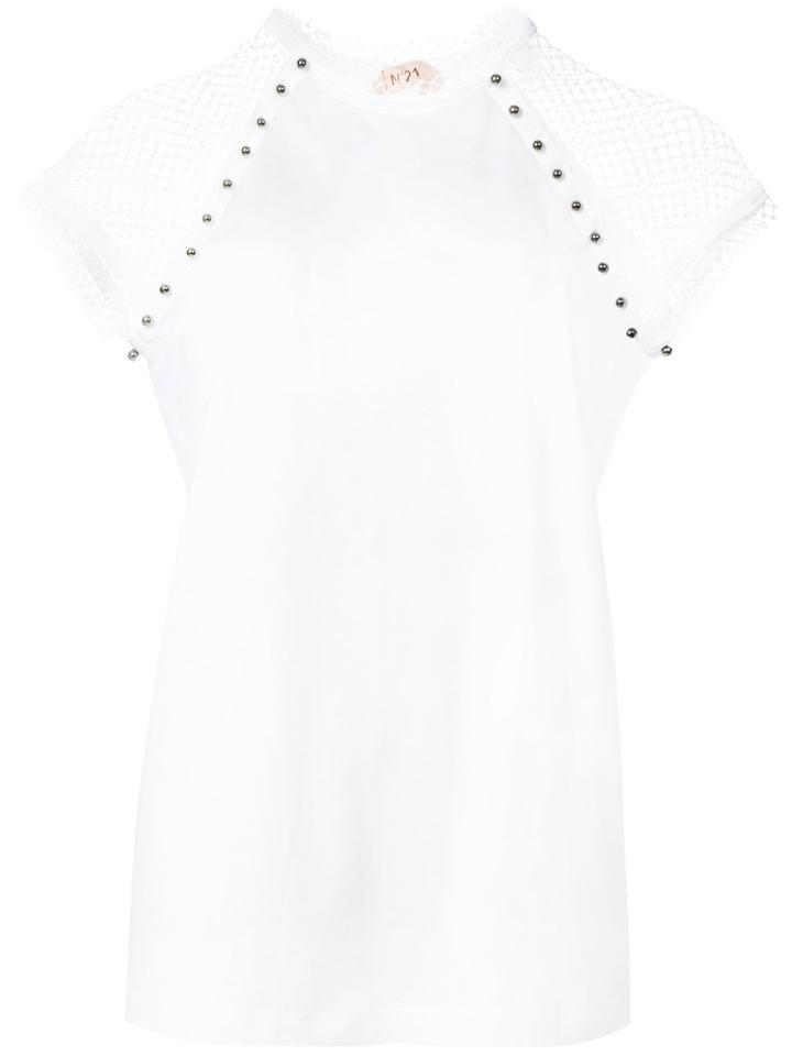 No21 Mesh Sleeve T-shirt - White