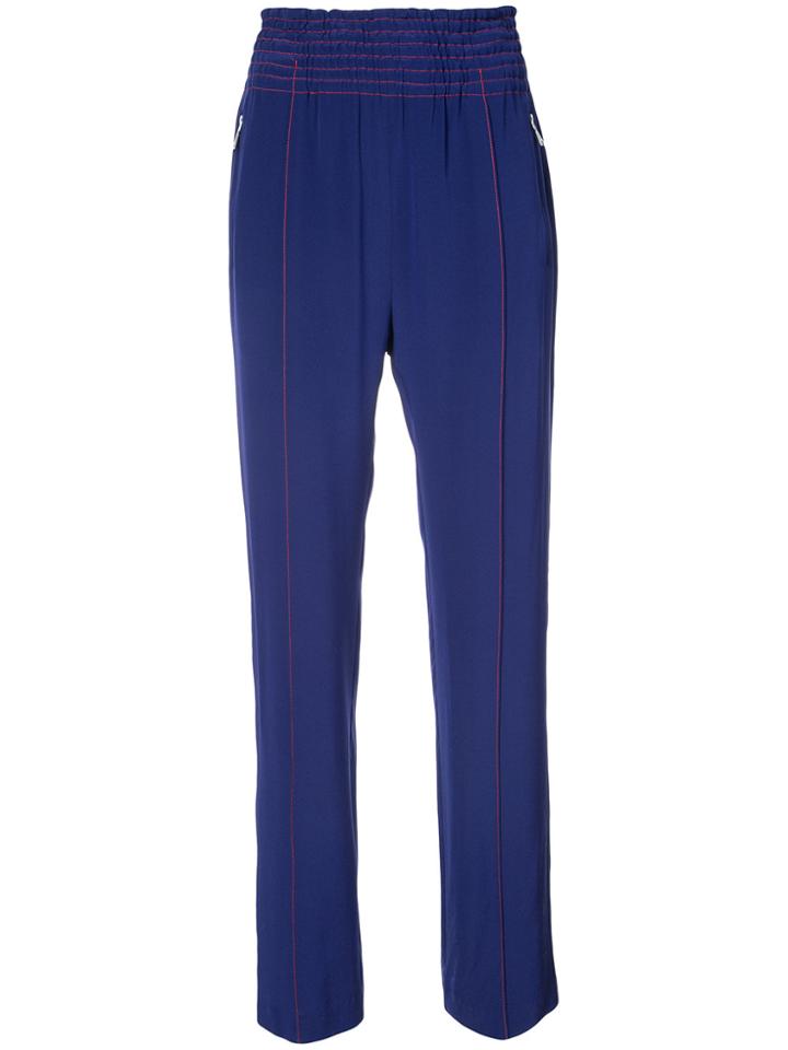 Area Contrast-stitch Straight-leg Trousers - Pink & Purple