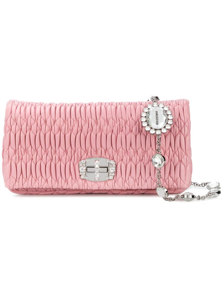Miu Miu Pleated Shoulder Bag - Pink & Purple
