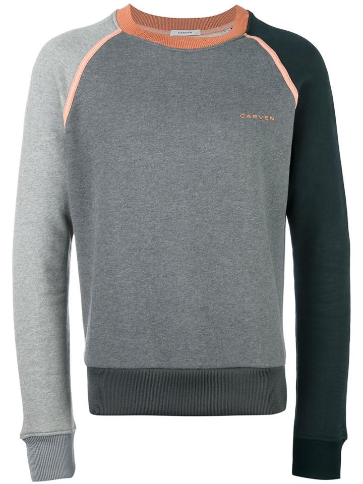 Carven Contrast Piping Sweatshirt, Men's, Size: Small, Grey, Cotton