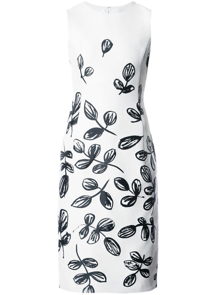 Oscar De La Renta Floral Print Dress - White
