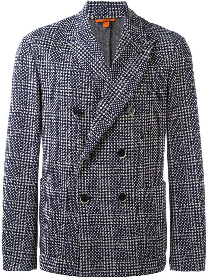 Barena Double Breasted Blazer, Men's, Size: 52, Blue, Cotton/polyester