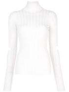 Helmut Lang Cut Out Elbows Knitted Sweatshirt - Neutrals