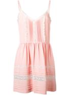 P.a.r.o.s.h. - Floral Detailing Flared Dress - Women - Acetate/silk - M, Pink/purple, Acetate/silk