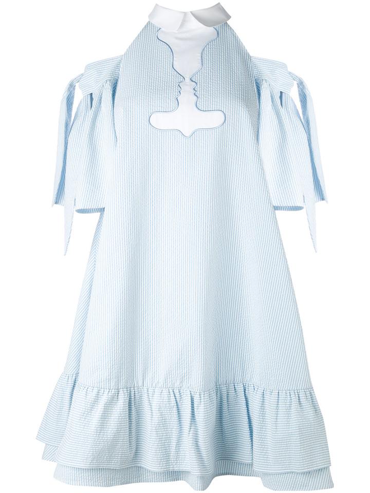 Vivetta - Silhouette Cold-shoulder Dress - Women - Cotton - 40, Blue, Cotton