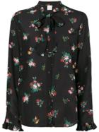 Pinko Floral Print Bow Tie Shirt - Black