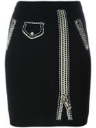 Moschino Trompe-l'oeil Skirt, Women's, Size: 42, Black, Virgin Wool/rayon/polyester