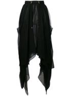Balmain Asymmetric Sheer Skirt - Black