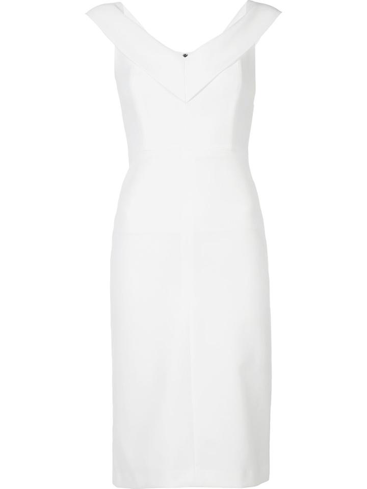 Alice+olivia Fitted Midi-dress, Women's, Size: 2, White, Polyester/spandex/elastane/acetate
