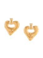 Chanel Pre-owned Heart Cc Swing Earrings - Gold