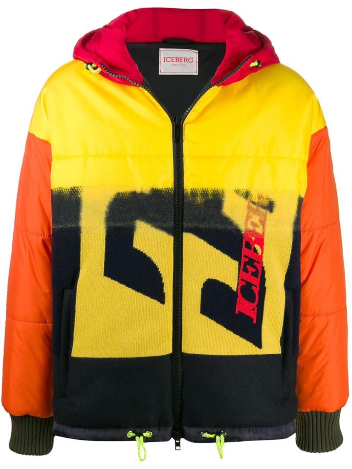 Iceberg Hooded Bomber Jacket - Yellow