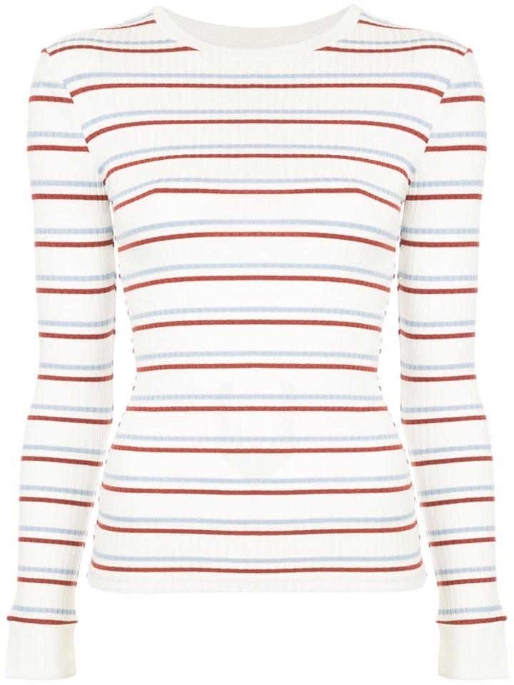 Frame Denim Striped Longsleeved T-shirt - White