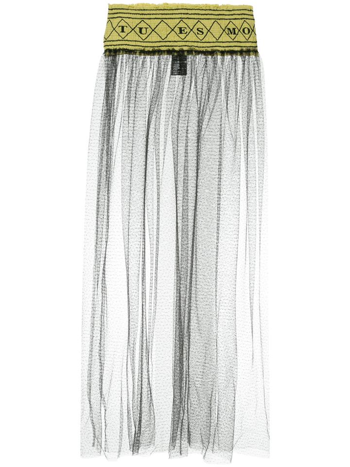 Tu Es Mon Trésor Glitter Belt Apron Maxi Skirt - Black