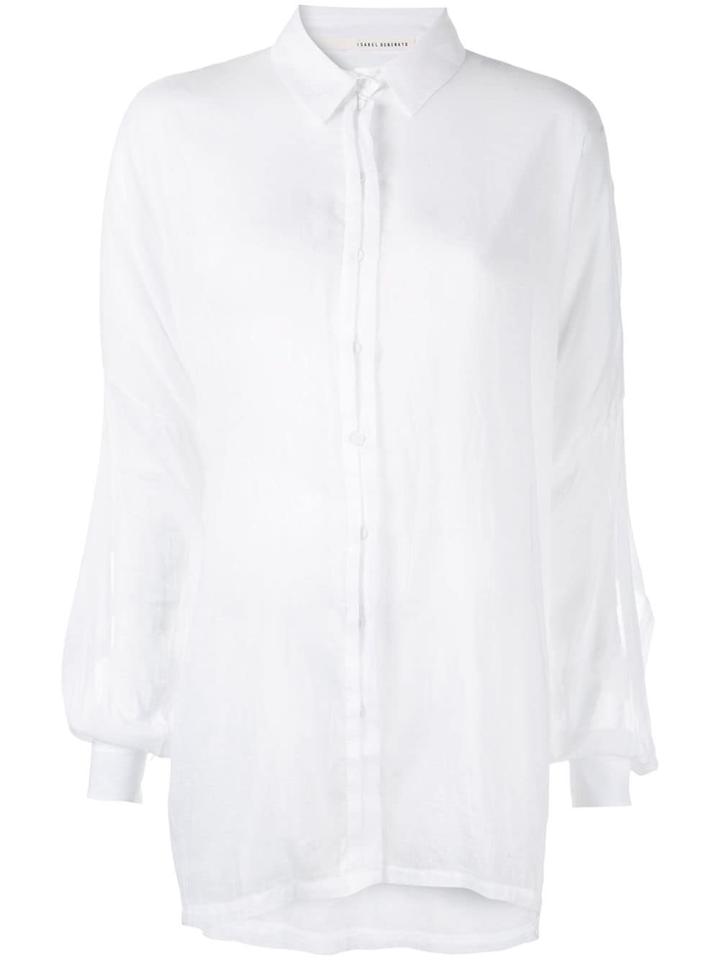 Isabel Benenato Sheer Longline Shirt - White