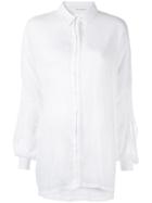 Isabel Benenato Sheer Longline Shirt - White