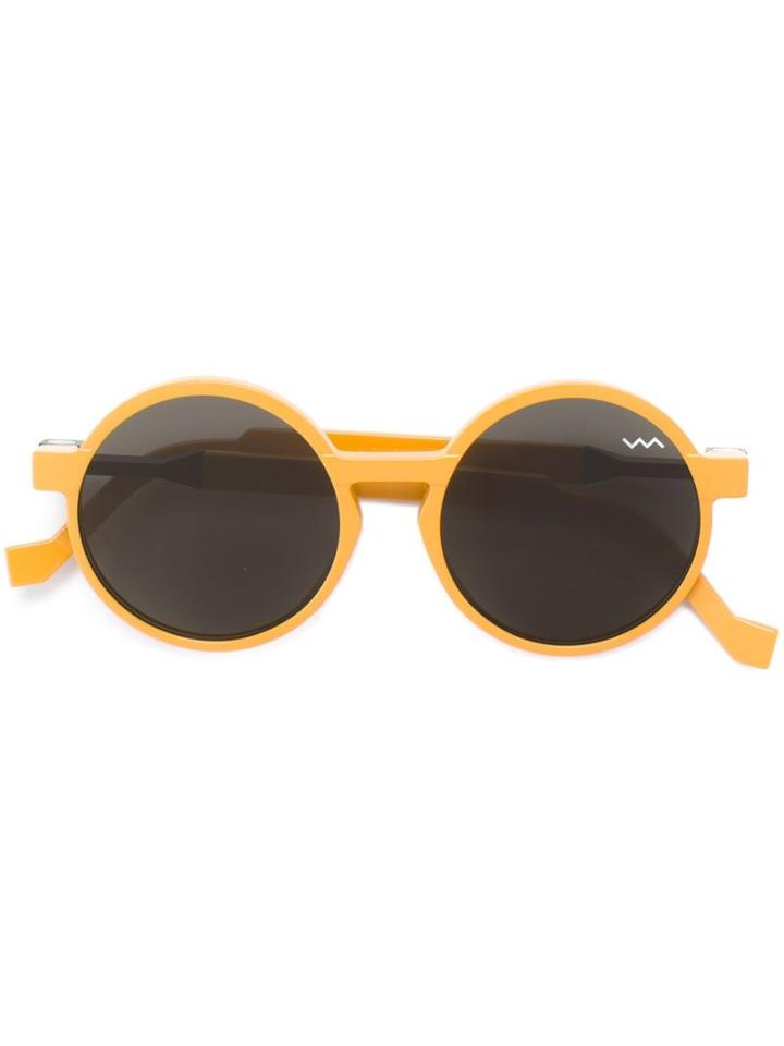 Vava Round Sunglasses, Women's, Yellow/orange, Acetate/crystal/aluminium