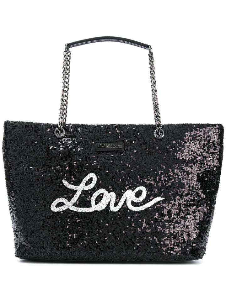 Love Moschino Sequinned Shoulder Bag - Black