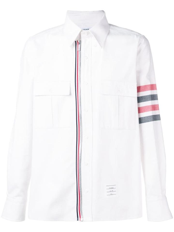 Thom Browne Norfolk Pocket Rwb Stripe Shirt - White