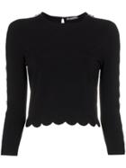 Alexander Mcqueen Scalloped Hem Knitted Jumper - Black