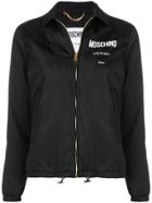 Moschino Logo Print Zipped Jacket - Black